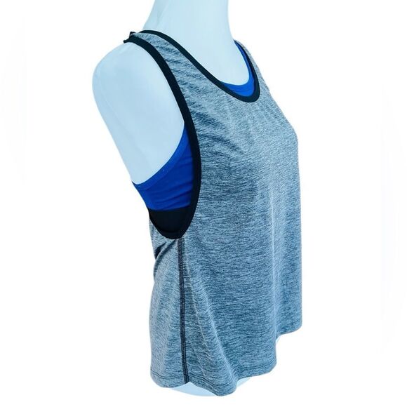 Nike DriFit gray tank top with attached blue sports bra size Small. - Picture 6 of 7